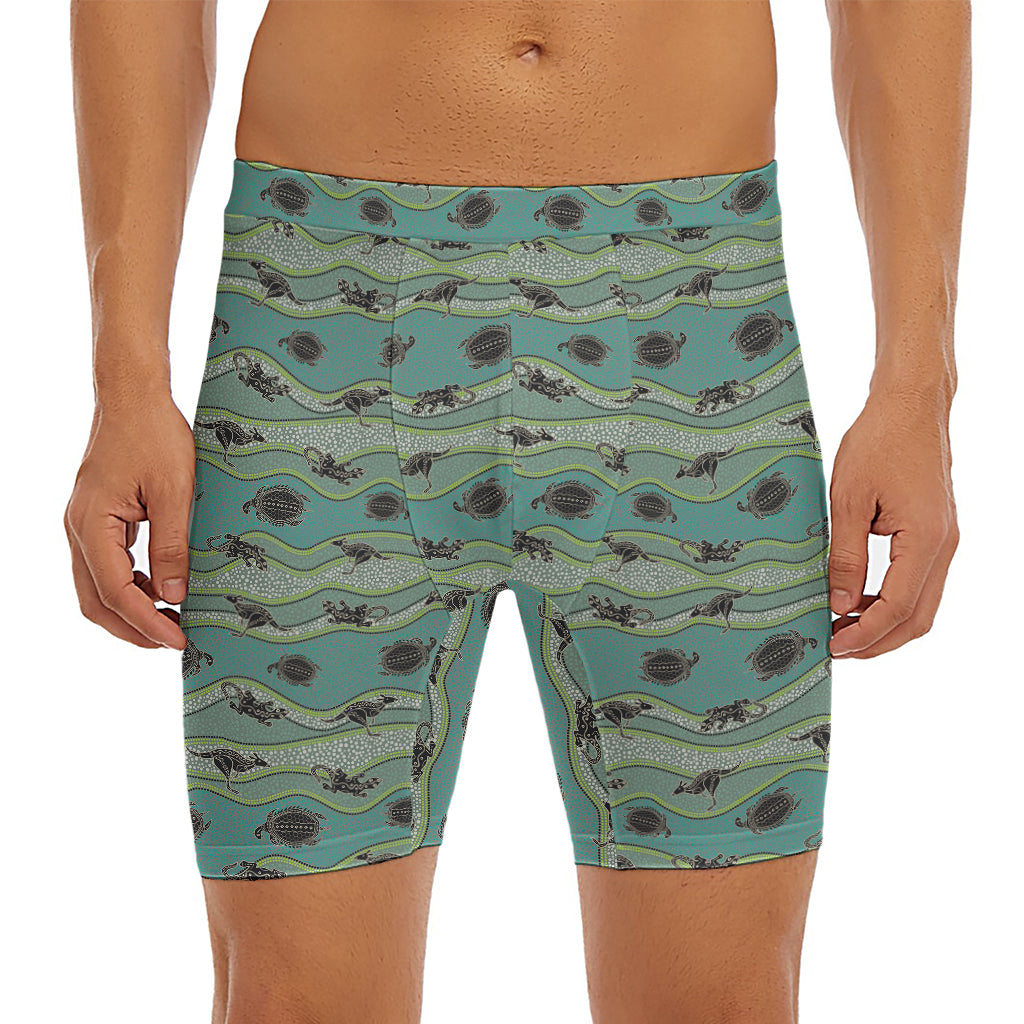 Aboriginal Animals Pattern Print Men's Long Boxer Briefs