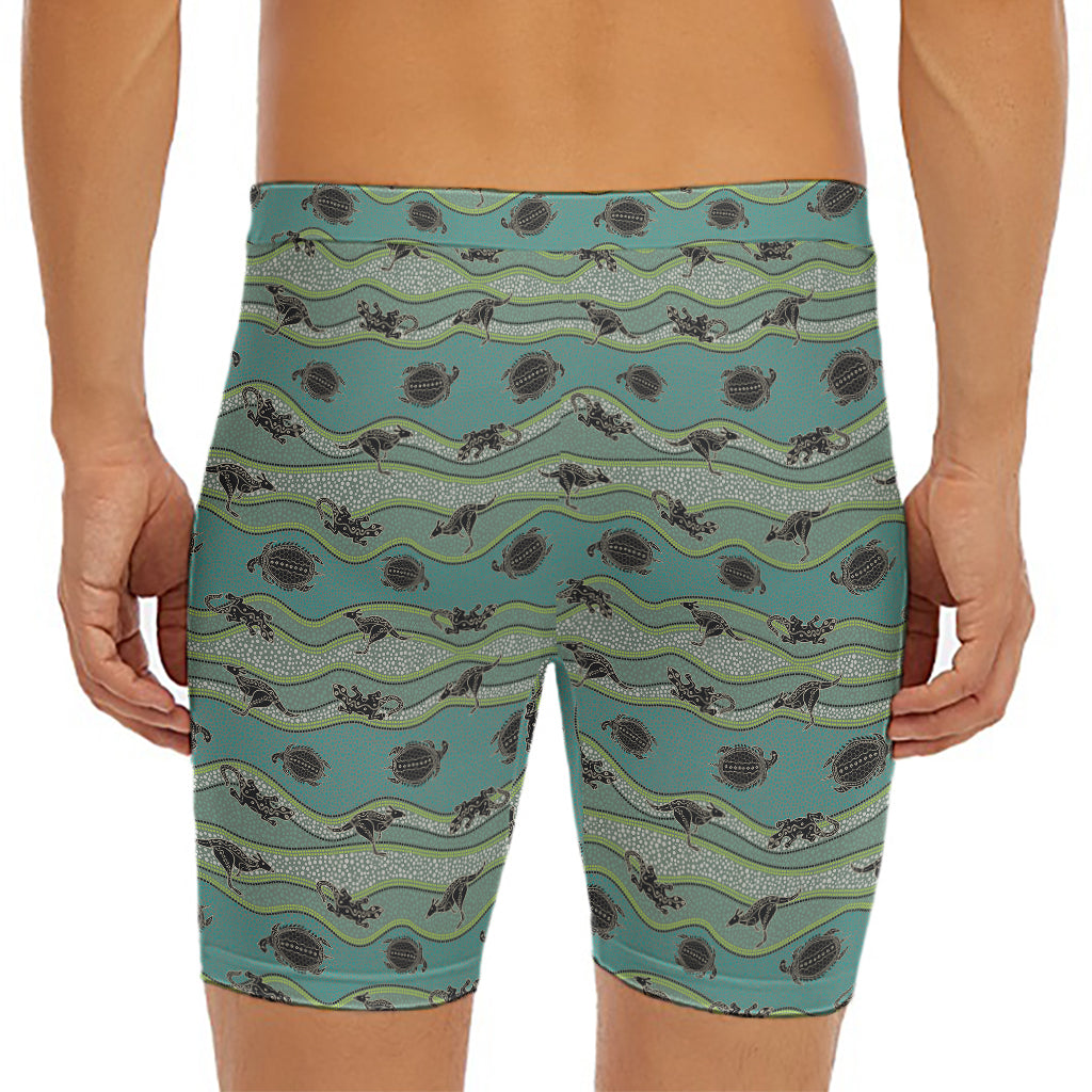 Aboriginal Animals Pattern Print Men's Long Boxer Briefs