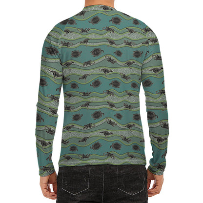 Aboriginal Animals Pattern Print Men's Long Sleeve Rash Guard
