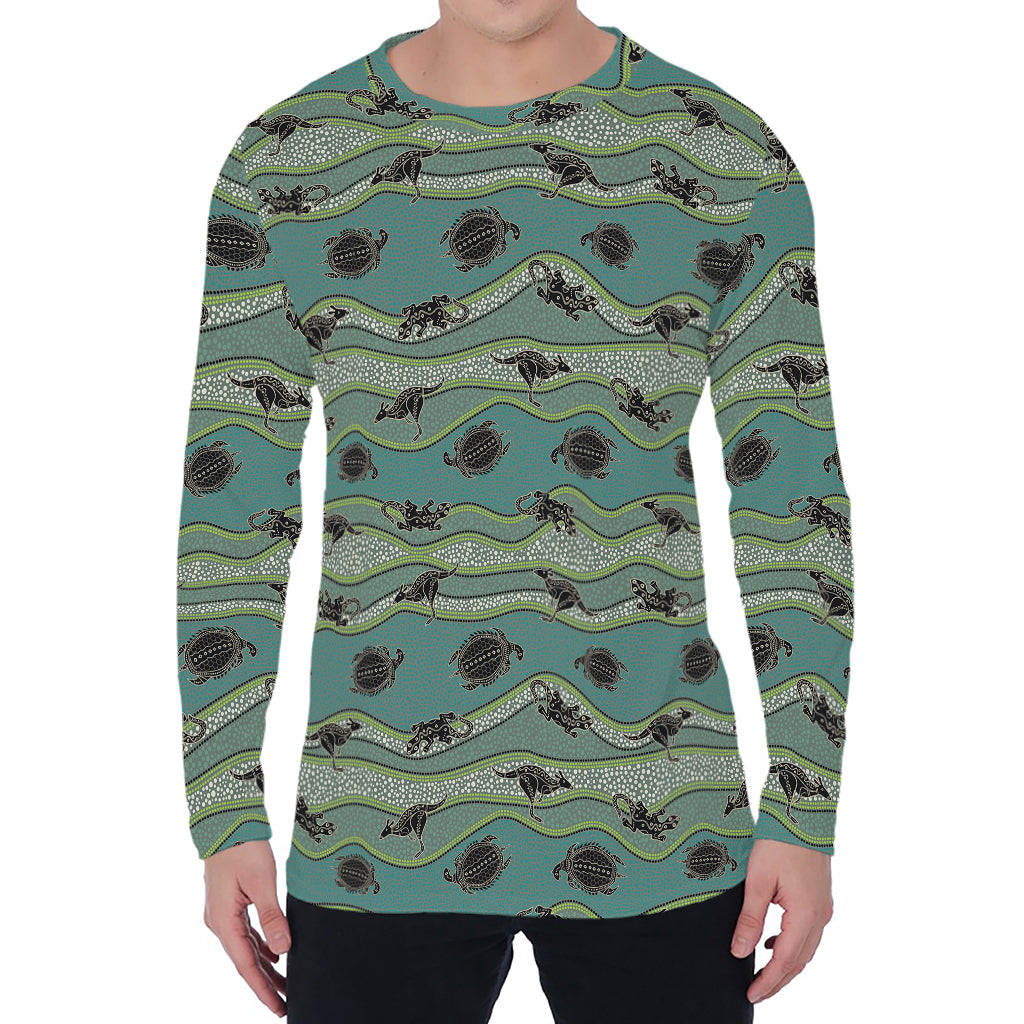 Aboriginal Animals Pattern Print Men's Long Sleeve T-Shirt