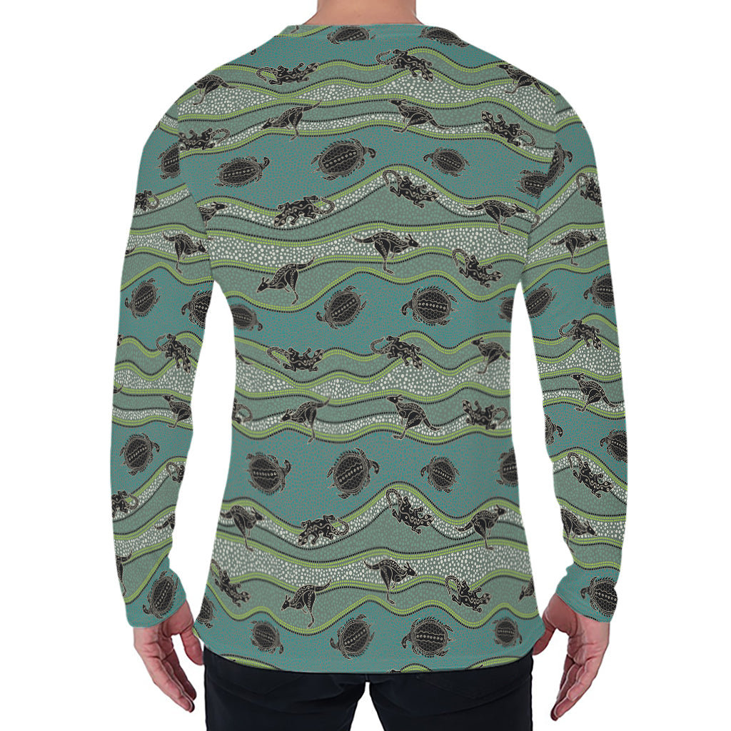 Aboriginal Animals Pattern Print Men's Long Sleeve T-Shirt