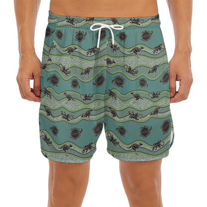 Aboriginal Animals Pattern Print Men's Split Running Shorts