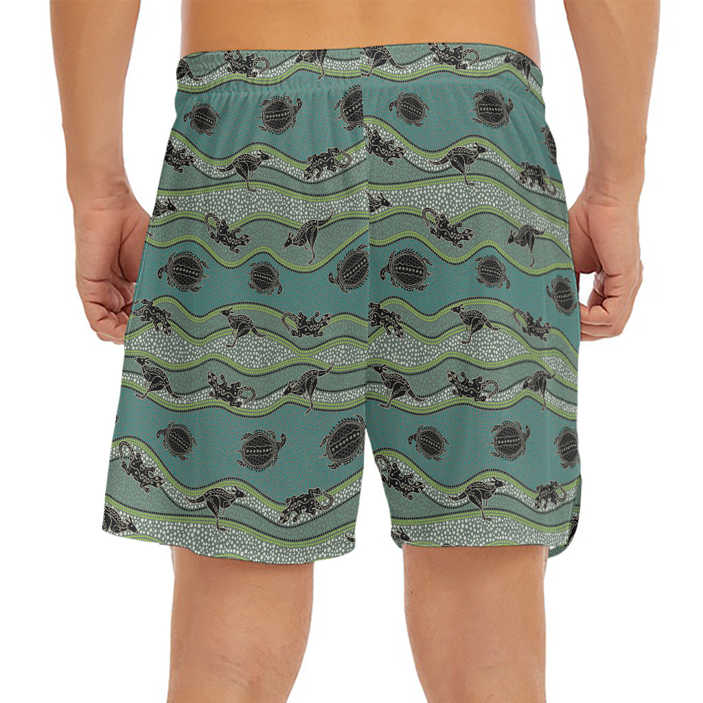 Aboriginal Animals Pattern Print Men's Split Running Shorts