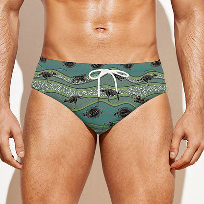 Aboriginal Animals Pattern Print Men's Swim Briefs
