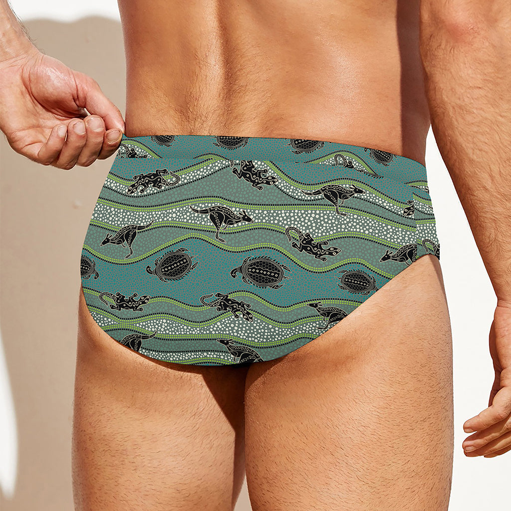 Aboriginal Animals Pattern Print Men's Swim Briefs