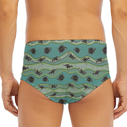 Aboriginal Animals Pattern Print Men's Triangle Swim Briefs