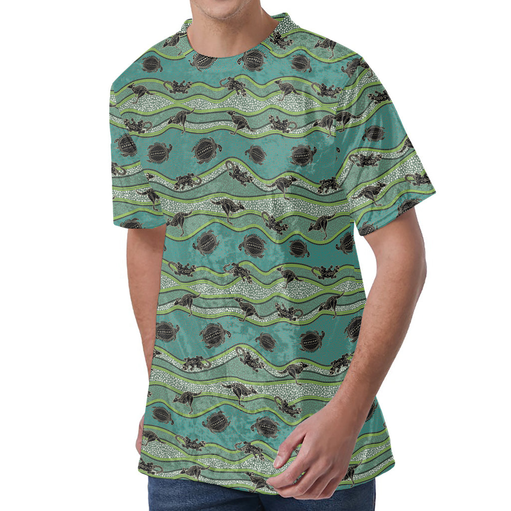 Aboriginal Animals Pattern Print Men's Velvet T-Shirt