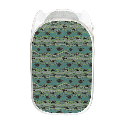 Aboriginal Animals Pattern Print Mesh Laundry Hamper