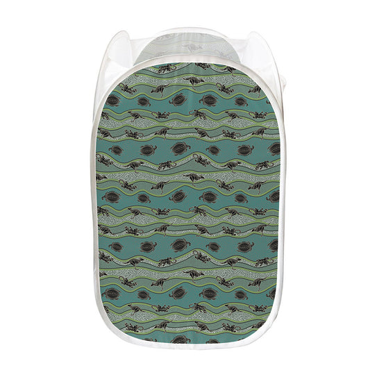 Aboriginal Animals Pattern Print Mesh Laundry Hamper