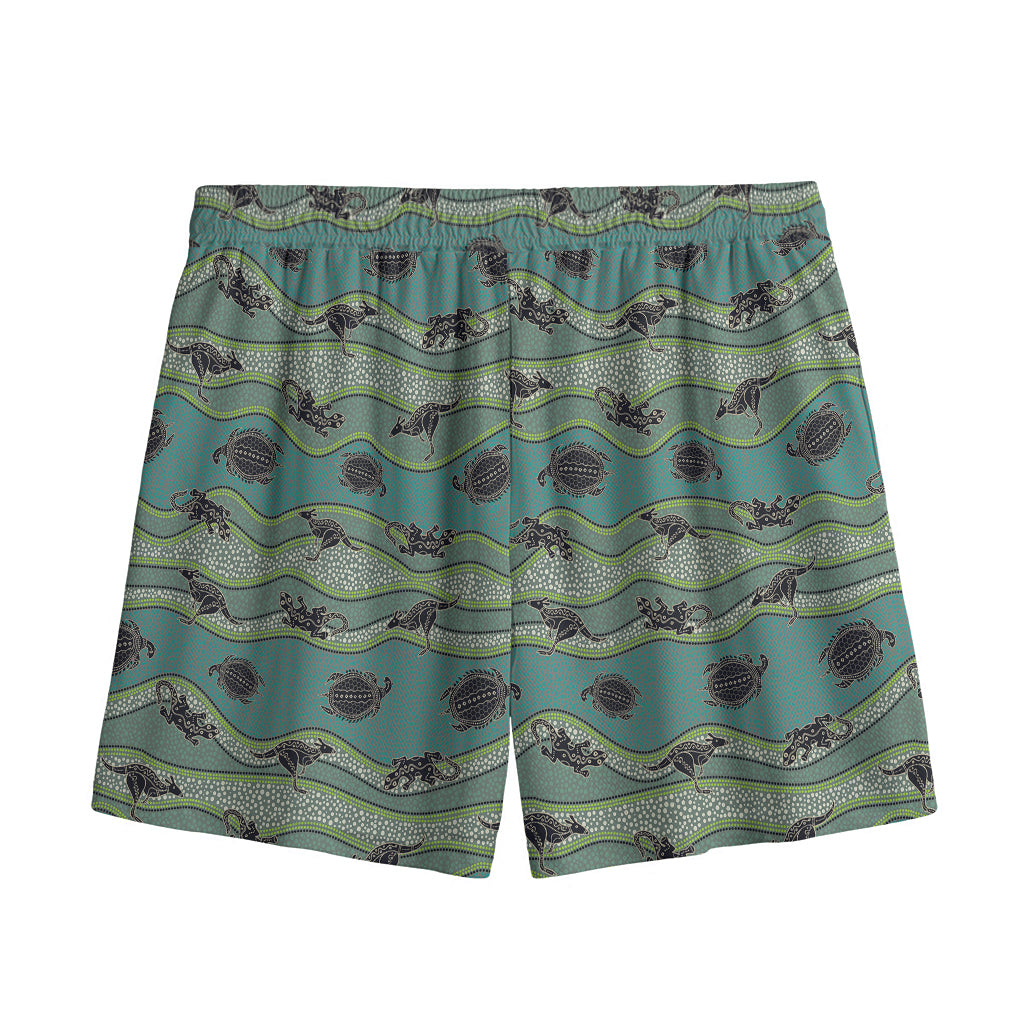 Aboriginal Animals Pattern Print Mesh Shorts