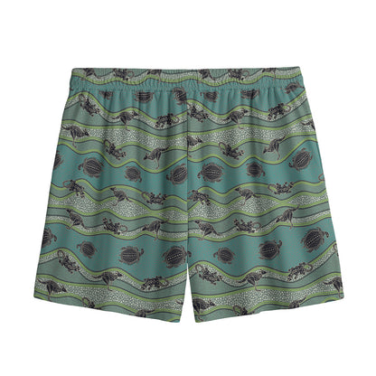 Aboriginal Animals Pattern Print Mesh Shorts