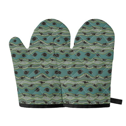 Aboriginal Animals Pattern Print Oven Mitts