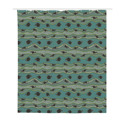 Aboriginal Animals Pattern Print Polyester Shower Curtain