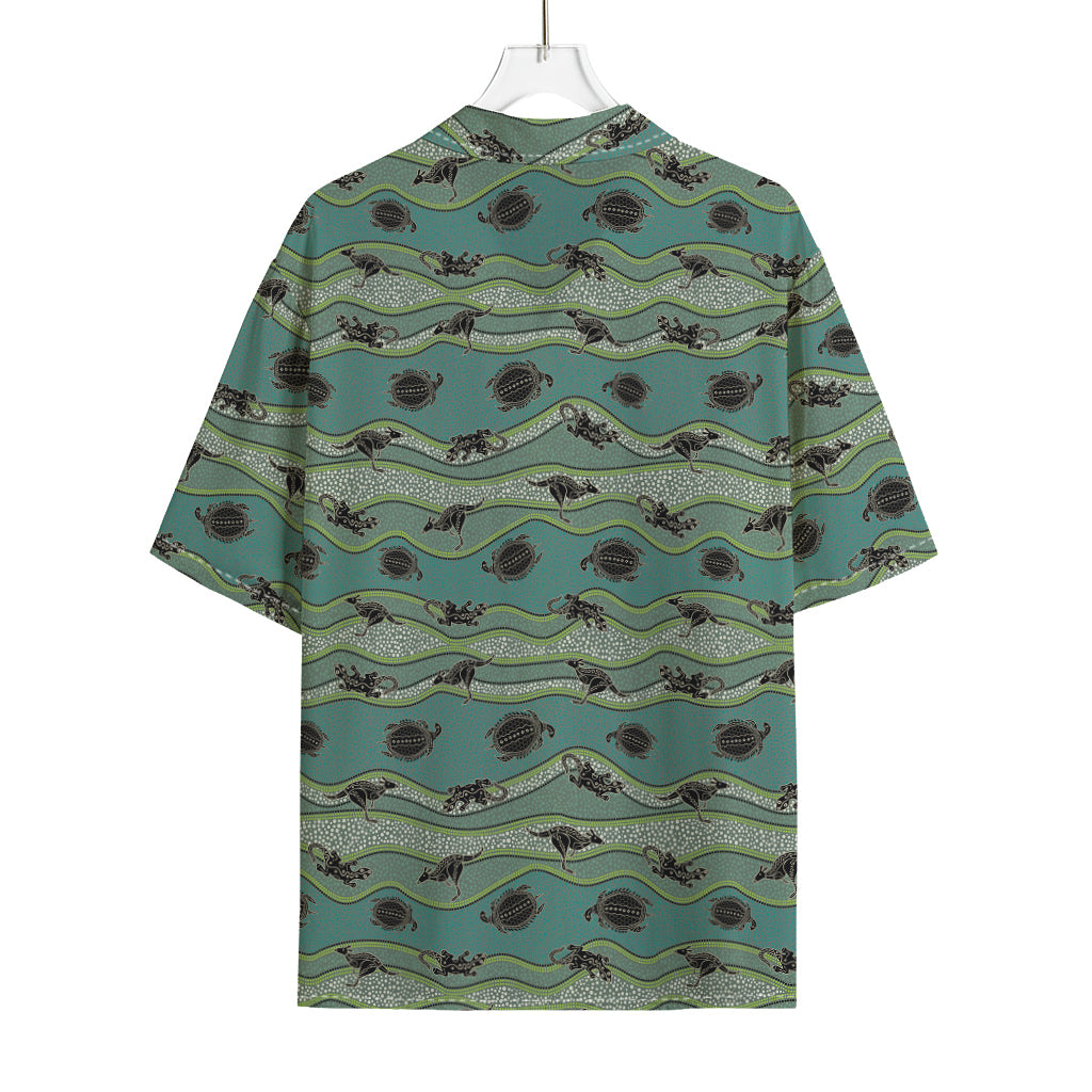 Aboriginal Animals Pattern Print Rayon Hawaiian Shirt