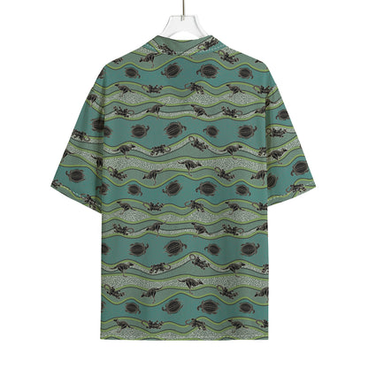 Aboriginal Animals Pattern Print Rayon Hawaiian Shirt