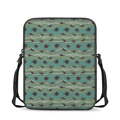 Aboriginal Animals Pattern Print Rectangular Crossbody Bag