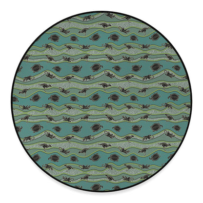 Aboriginal Animals Pattern Print Round Floor Mat