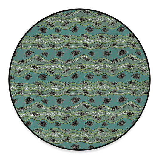 Aboriginal Animals Pattern Print Round Floor Mat