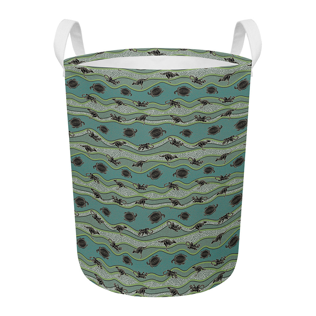 Aboriginal Animals Pattern Print Round Laundry Basket