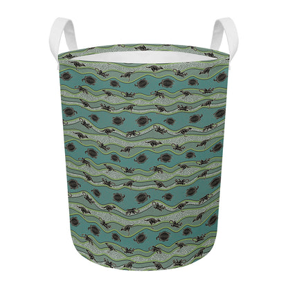 Aboriginal Animals Pattern Print Round Laundry Basket