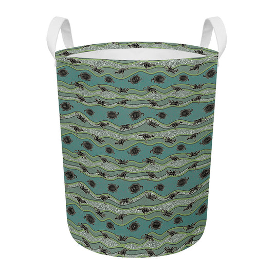 Aboriginal Animals Pattern Print Round Laundry Basket