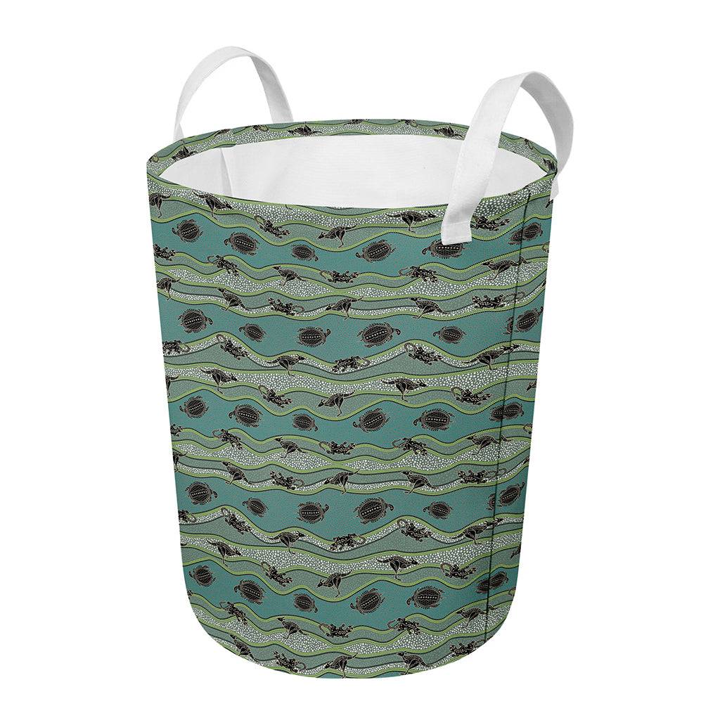 Aboriginal Animals Pattern Print Round Laundry Basket