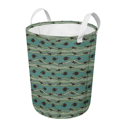 Aboriginal Animals Pattern Print Round Laundry Basket