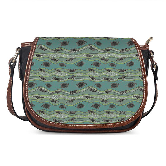 Aboriginal Animals Pattern Print Saddle Bag