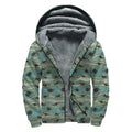 Aboriginal Animals Pattern Print Sherpa Lined Zip Up Hoodie