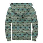 Aboriginal Animals Pattern Print Sherpa Lined Zip Up Hoodie