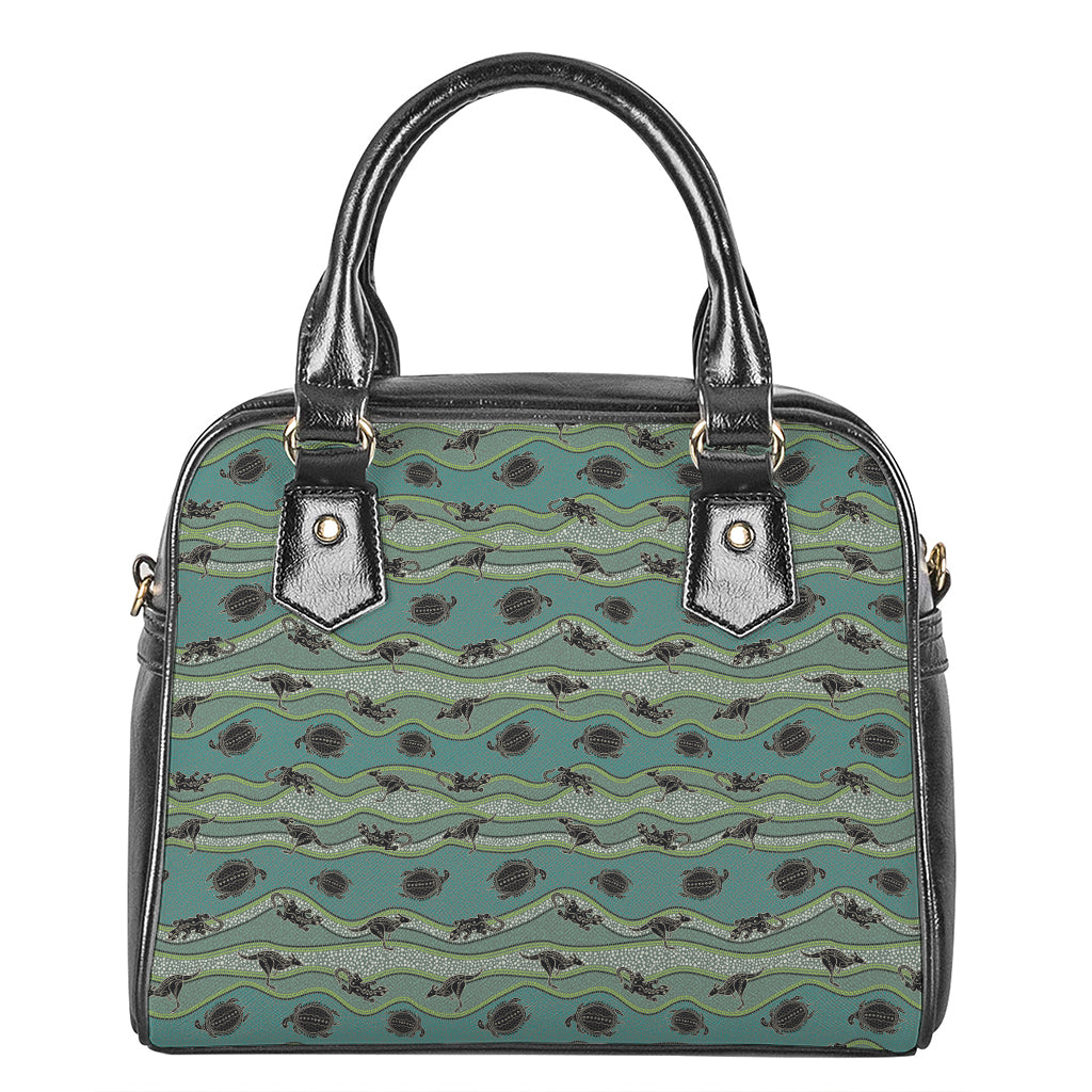 Aboriginal Animals Pattern Print Shoulder Handbag