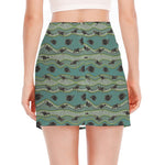 Aboriginal Animals Pattern Print Side Slit Mini Skirt