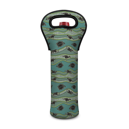 Aboriginal Animals Pattern Print Single Neoprene Wine Tote
