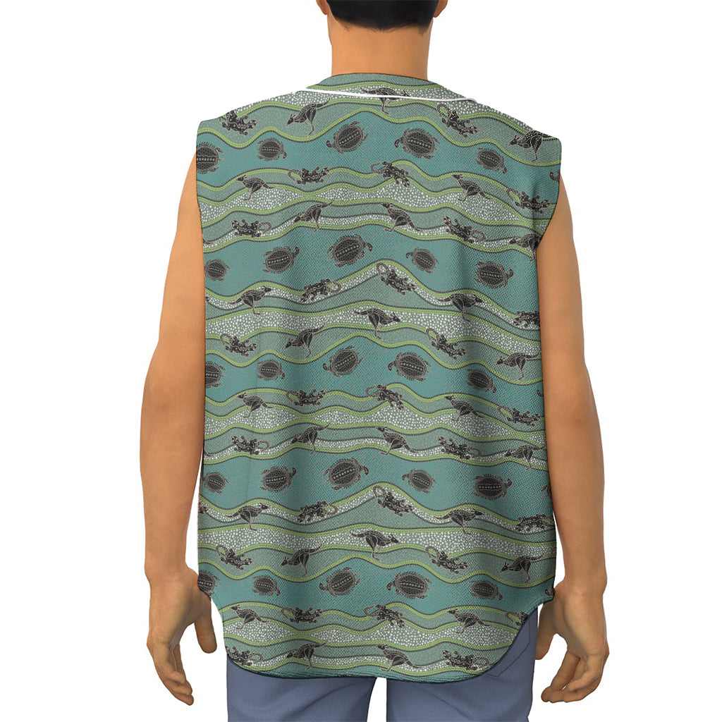 Aboriginal Animals Pattern Print Sleeveless Baseball Jersey