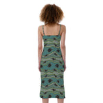 Aboriginal Animals Pattern Print Slim Fit Midi Cami Dress