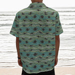 Aboriginal Animals Pattern Print Textured Short Sleeve Shirt
