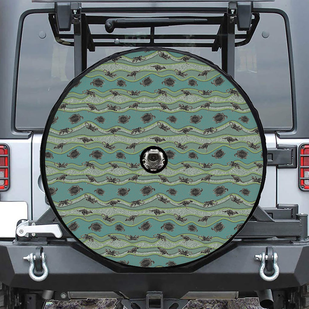 Aboriginal Animals Pattern Print Tire Cover With Camera Hole