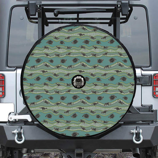 Aboriginal Animals Pattern Print Tire Cover With Camera Hole
