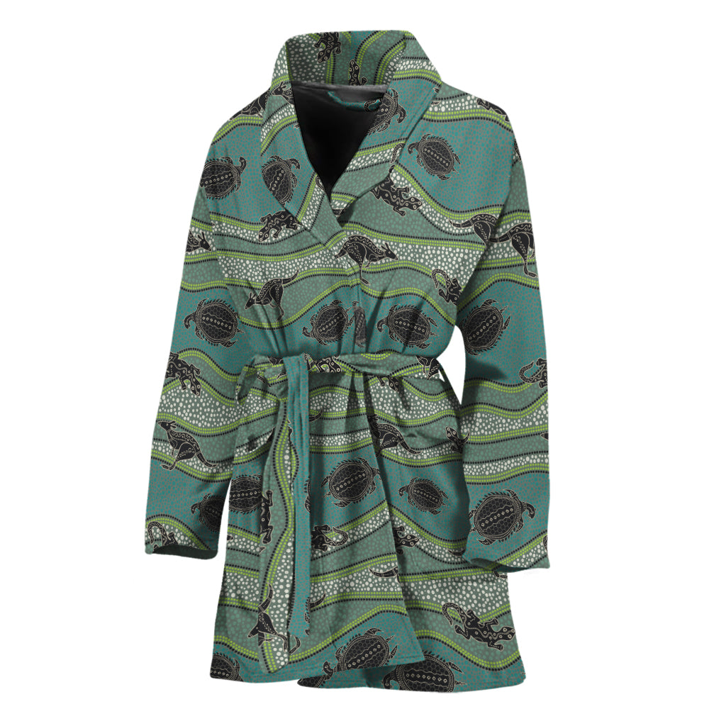 Aboriginal Animals Pattern Print Women's Bathrobe