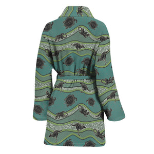 Aboriginal Animals Pattern Print Women's Bathrobe