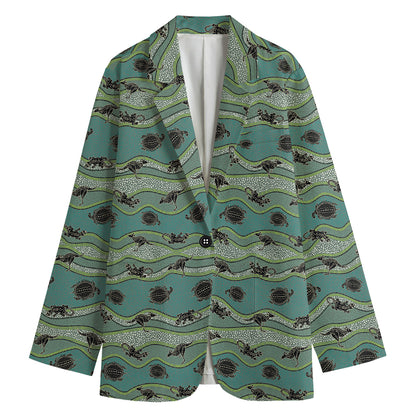 Aboriginal Animals Pattern Print Women's Blazer