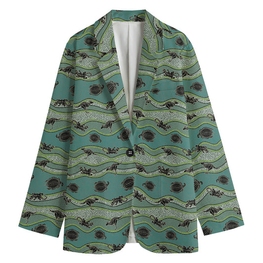 Aboriginal Animals Pattern Print Women's Blazer