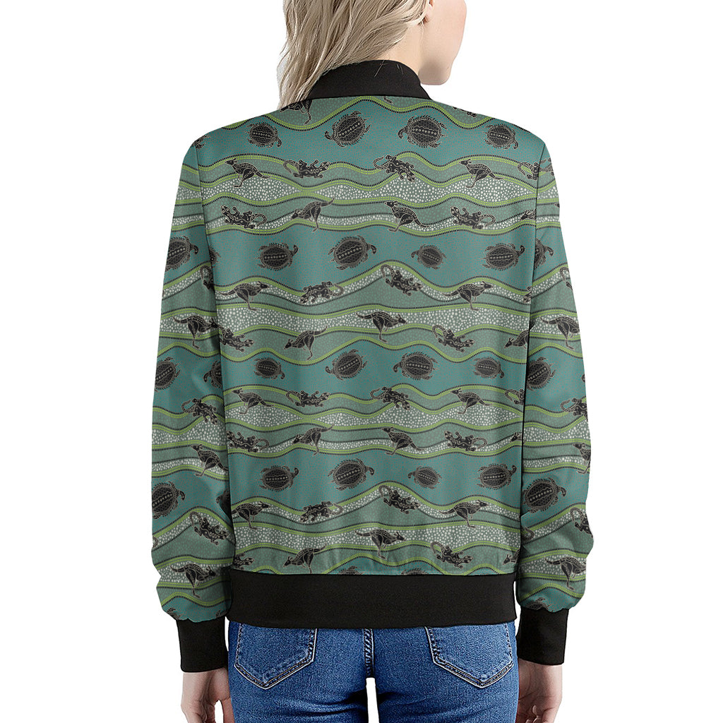 Aboriginal Animals Pattern Print Women's Bomber Jacket