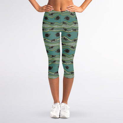 Aboriginal Animals Pattern Print Women's Capri Leggings