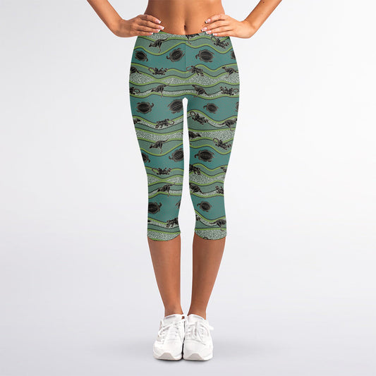 Aboriginal Animals Pattern Print Women's Capri Leggings