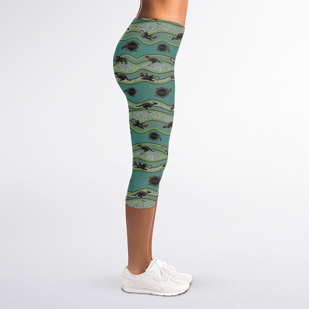 Aboriginal Animals Pattern Print Women's Capri Leggings
