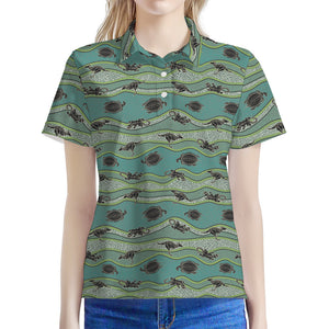 Aboriginal Animals Pattern Print Women's Polo Shirt