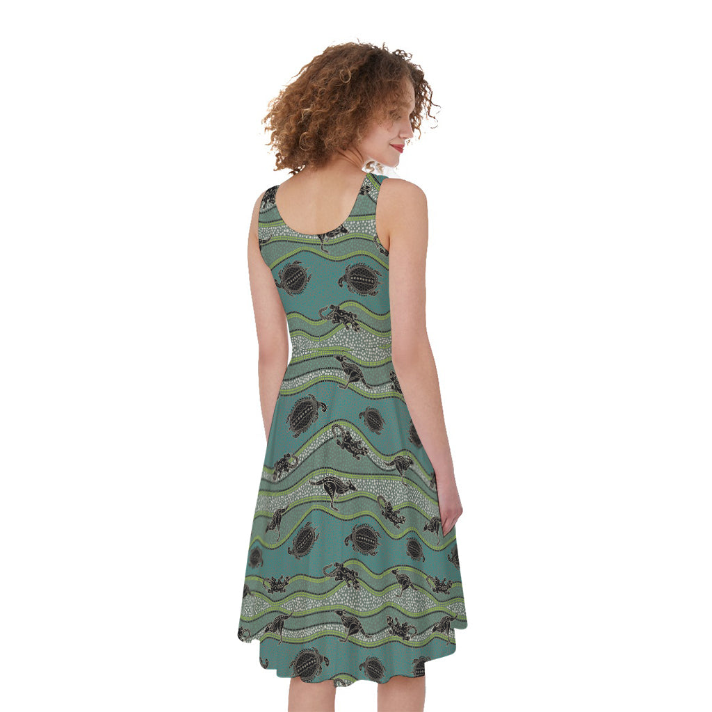 Aboriginal Animals Pattern Print Women's Sleeveless Dress