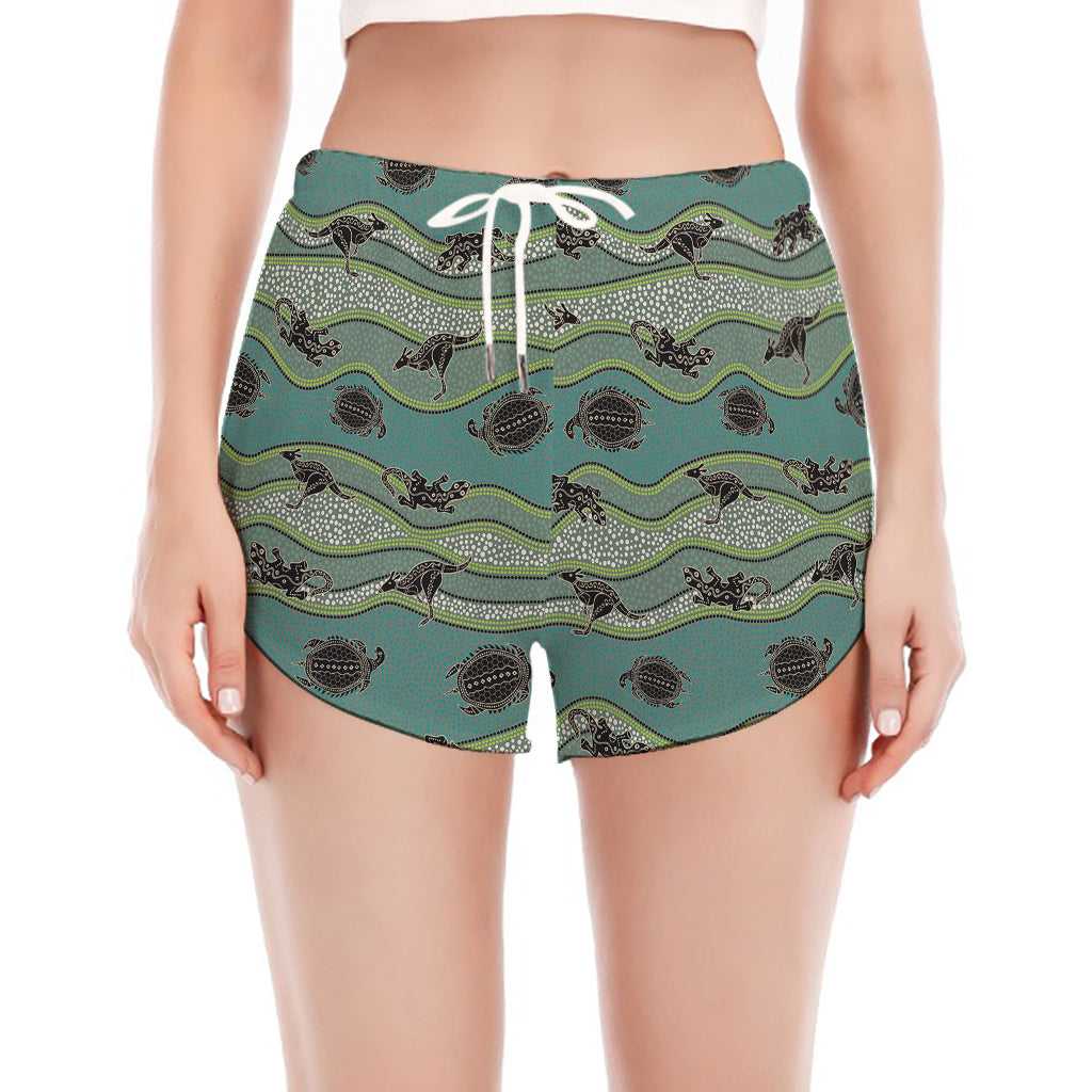 Aboriginal Animals Pattern Print Women's Split Running Shorts