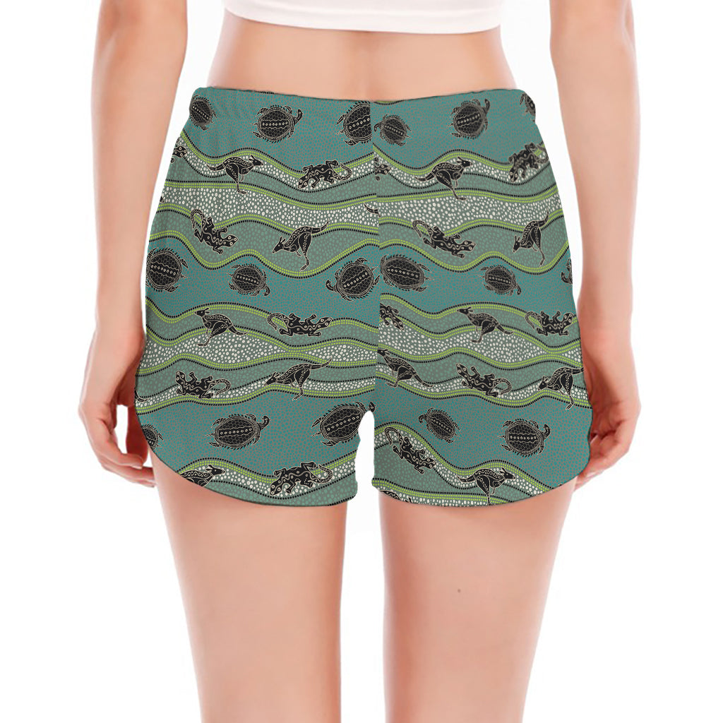 Aboriginal Animals Pattern Print Women's Split Running Shorts